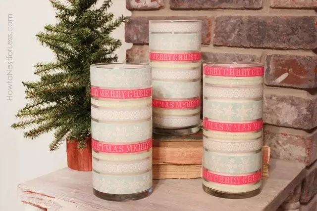 vases transformed into candle holders, a simple diy Christmas decoration