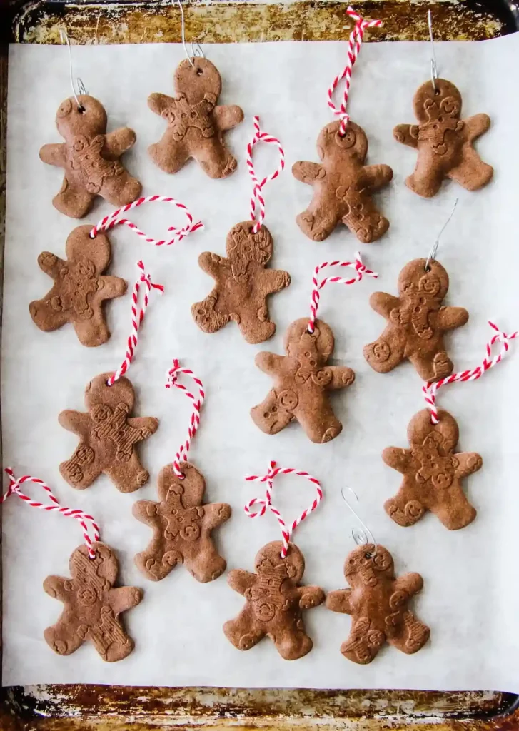A collection of scented salt dough gingerbread men, a DIY Christmas decorations,.