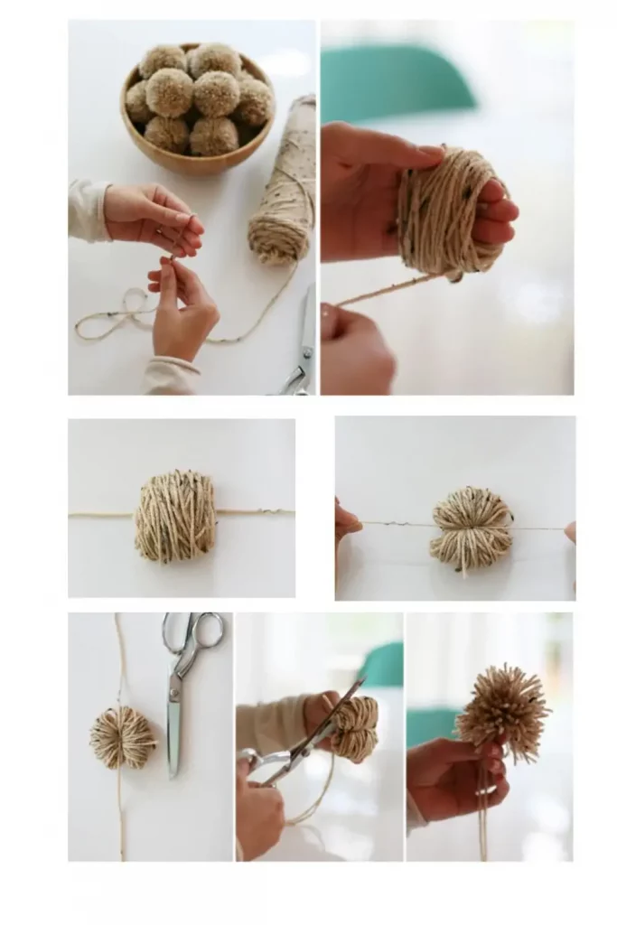 visual aid for how to make a diy Christmas pompom