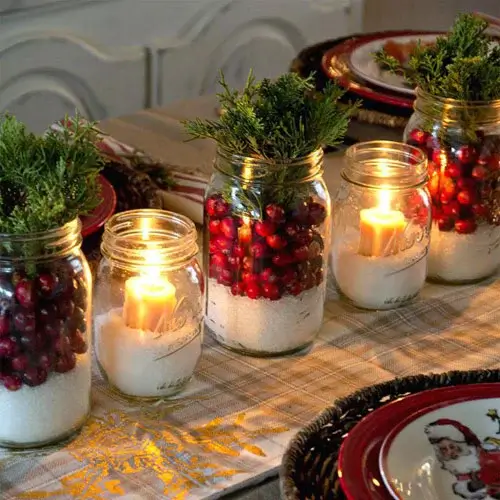 mason jar diy Christmas centerpiece