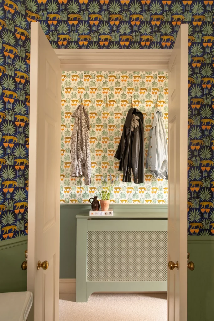 decorated hallway idea patterned wallpaper