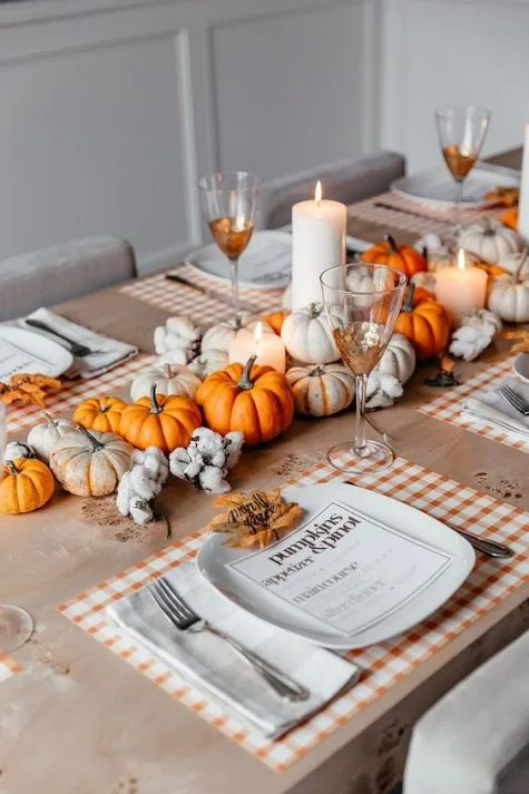 scattered pumpkin centerpiece