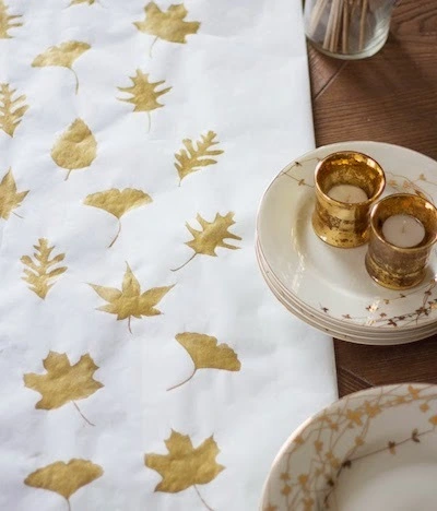 diy gold thanksgiving table runner