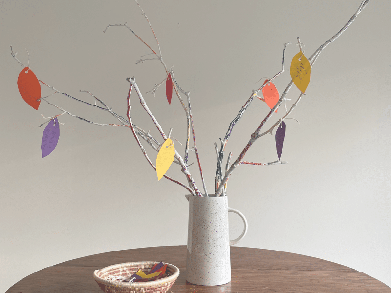 gratitude tree as a thanksgiving decor and activity