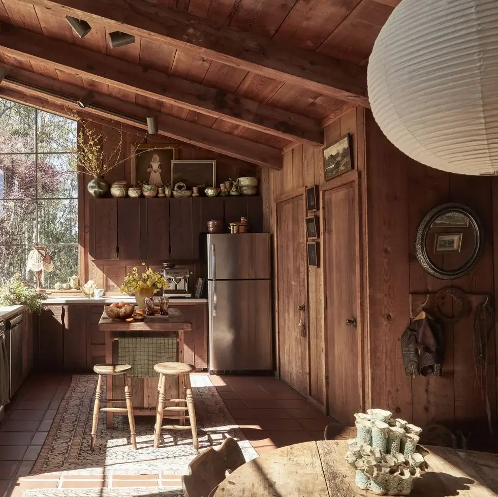 rustic cottage kitchen with large windows for natural light