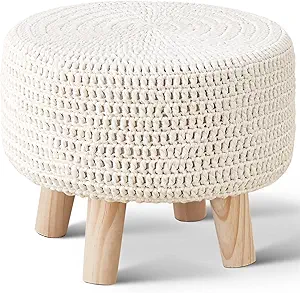 natural cotton and wood stool
