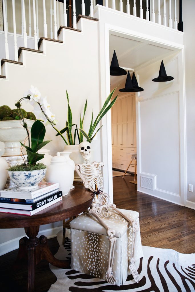 skeleton entryway halloween decor