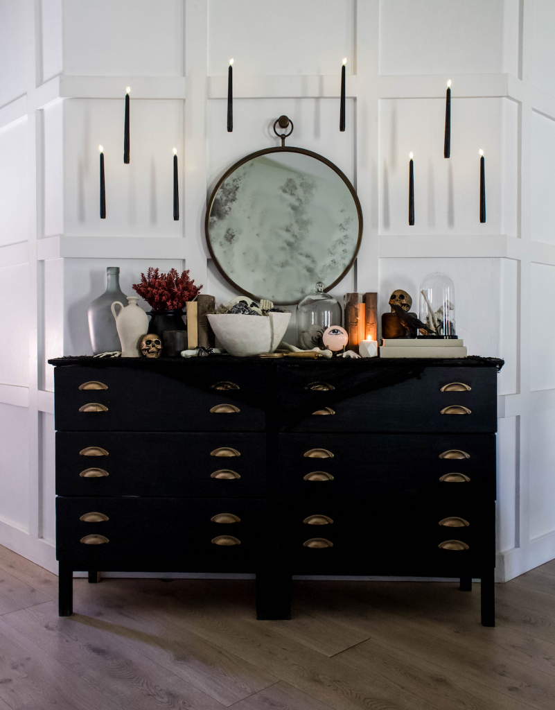 witch themed entryway table 