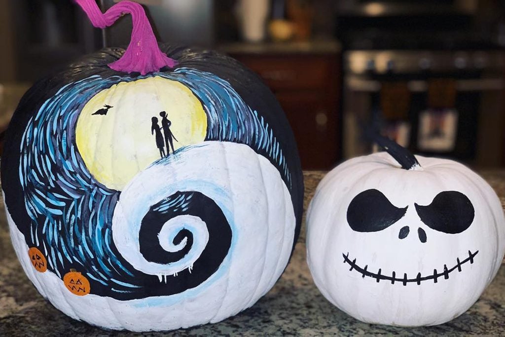skeleton painted pumpkin