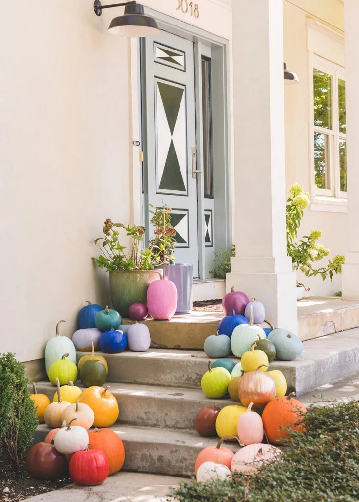 rainbow painted pumpkins
