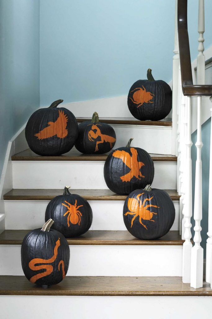 stencil painted pumpkins