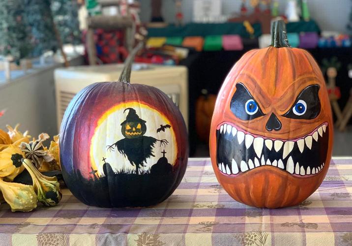 face and image painted pumpkins