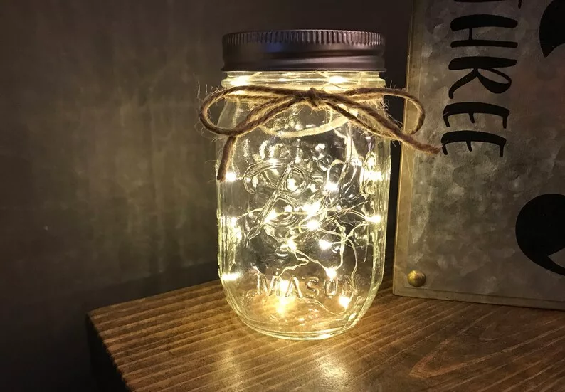 image mason jar lights Small Patio Decor Ideas