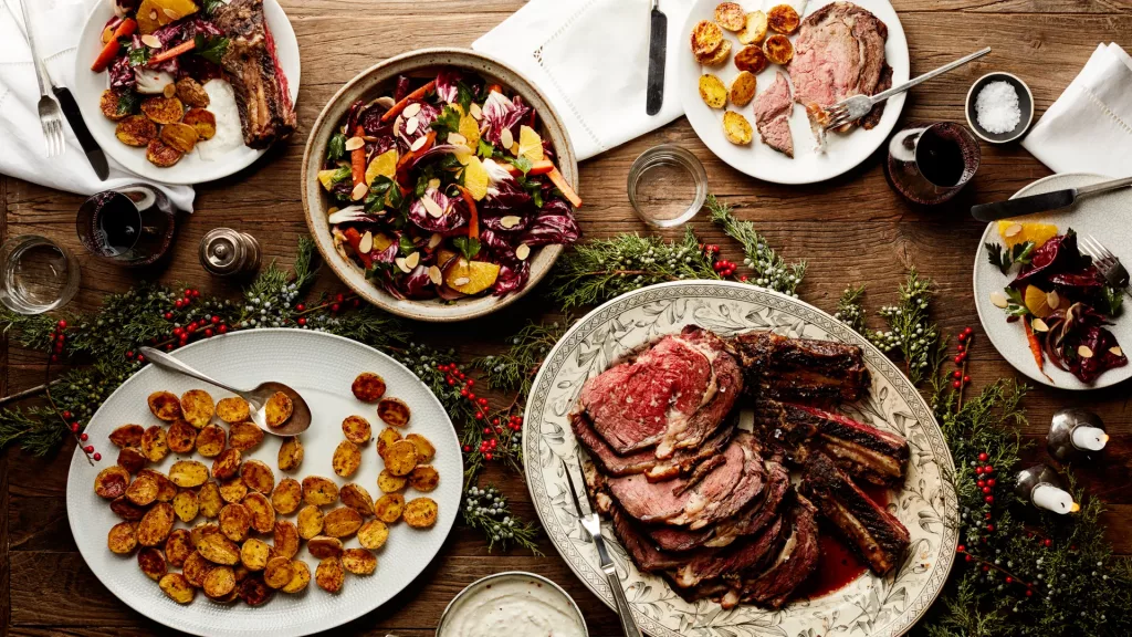 christmas dinner options on table