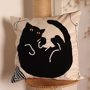 Black Cat Throw Pillow Cover image link