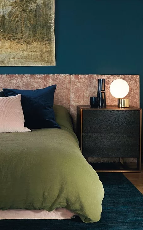 bedroom in warm tones