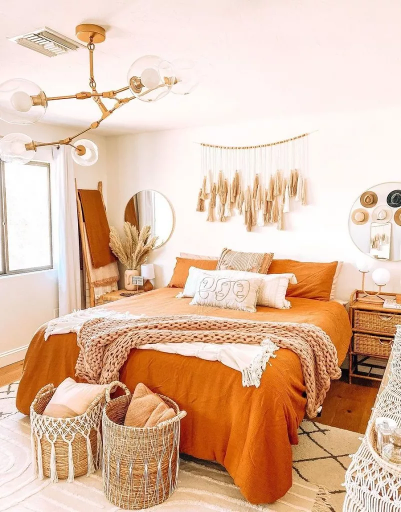 fall tones in bedroom