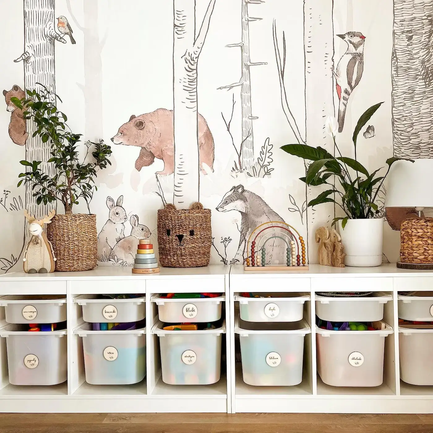 toy storage with bench and drawers for sorting books and toys