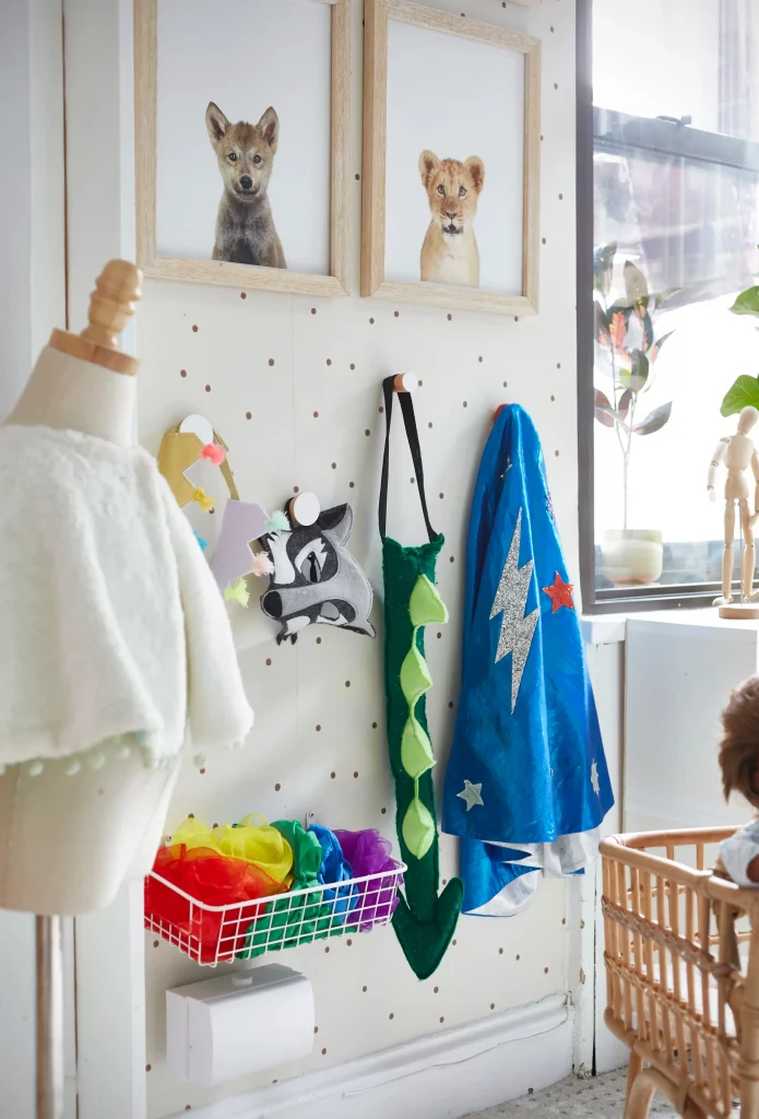 toy storage with pegboard