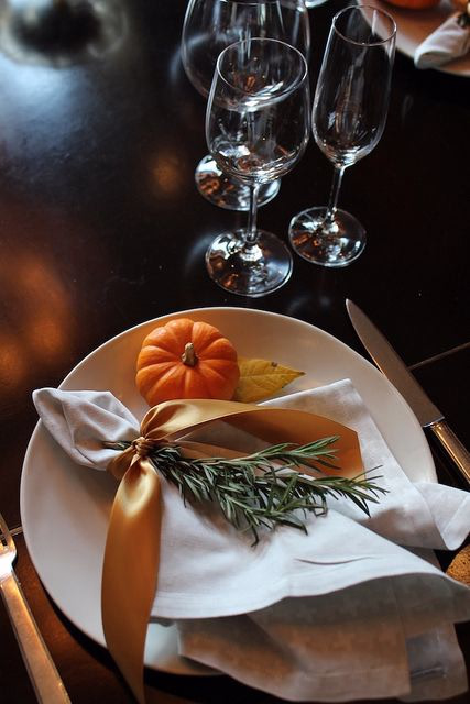 rosemary sprig as table decor thanksgiving and fall idea