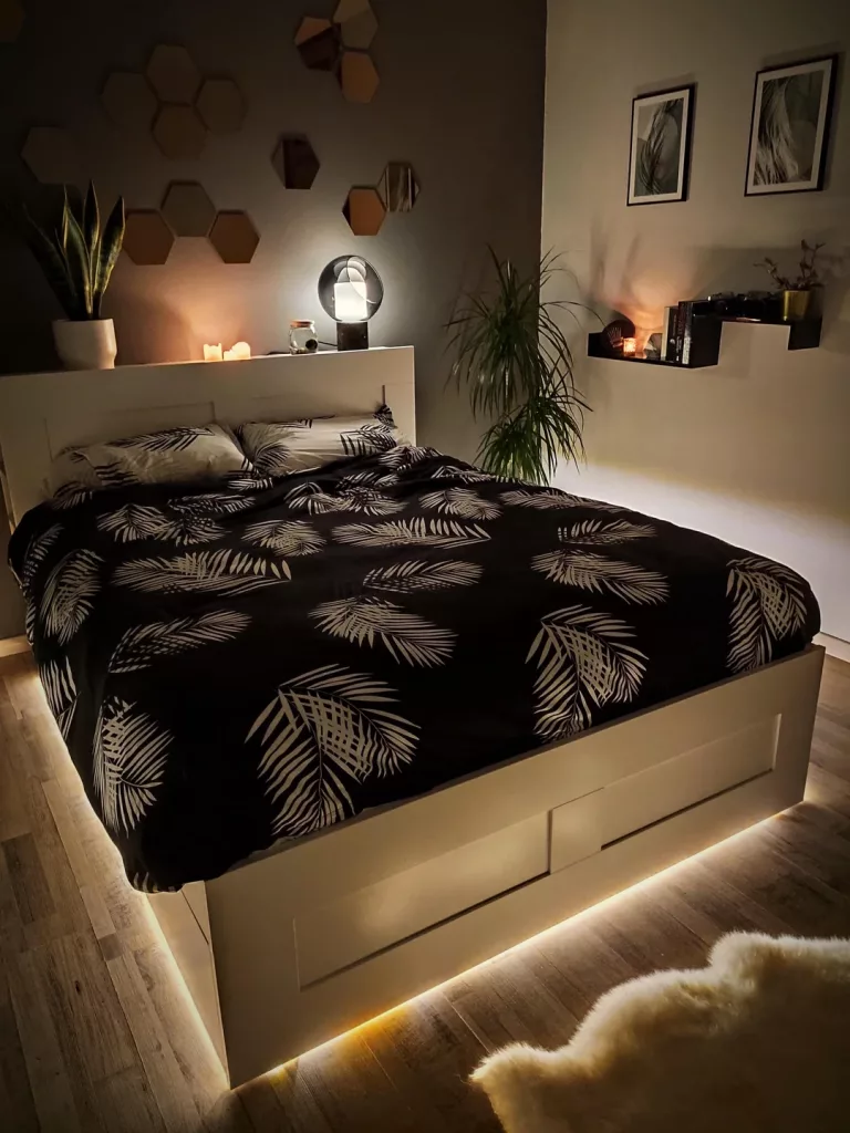 modern minimalist room with LED lighting
photo by https://www.reddit.com/r/CozyPlaces/comments/l3iffn/my_tiny_cozy_bedroom/?rdt=38811 