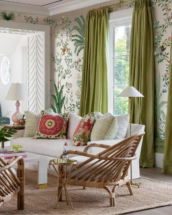calming space with accent pillows and curtains