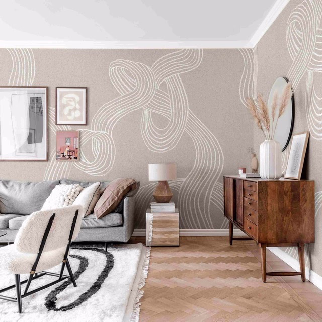 beige wall paper on walls and living room paint colors on ceiling