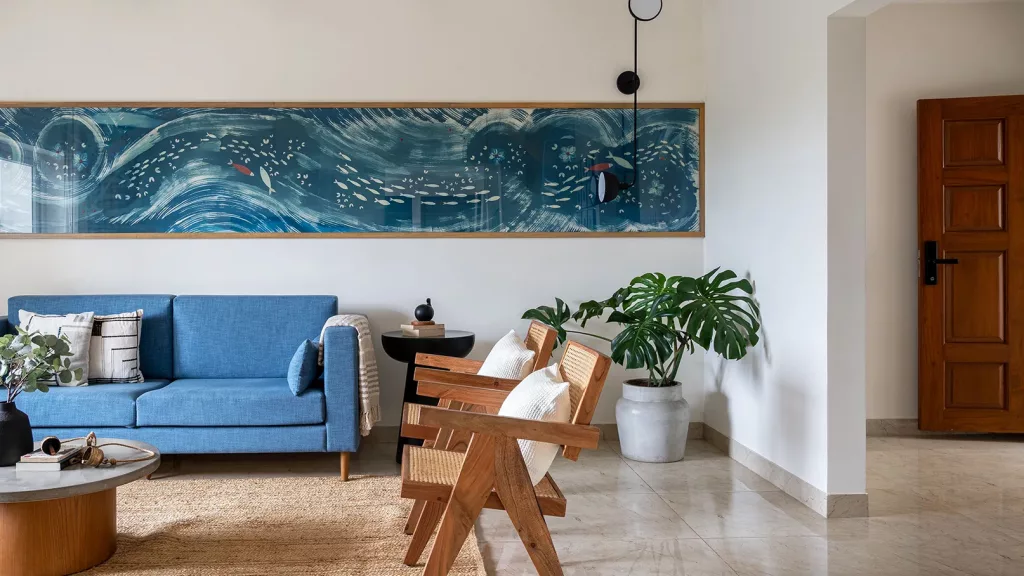 accent blue in lounge room