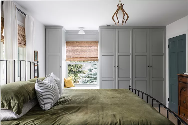 bedroom with built in closets