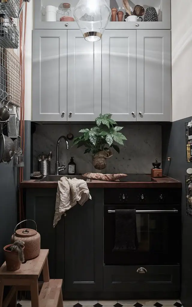 a small kitchen room with a beautiful aesthetic that has purpose.