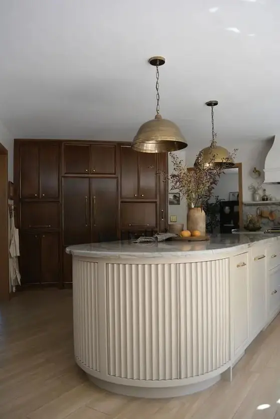 "Different kitchen styles combined in an organic interior design theme."
