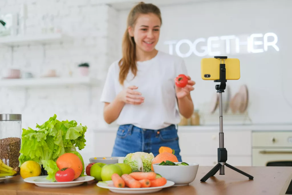 Virtual cooking party setup with friends