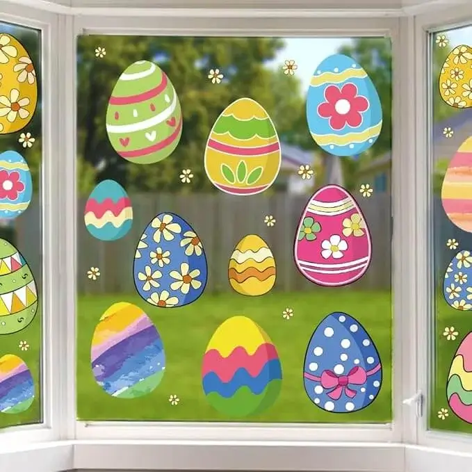 colorful easter window decals