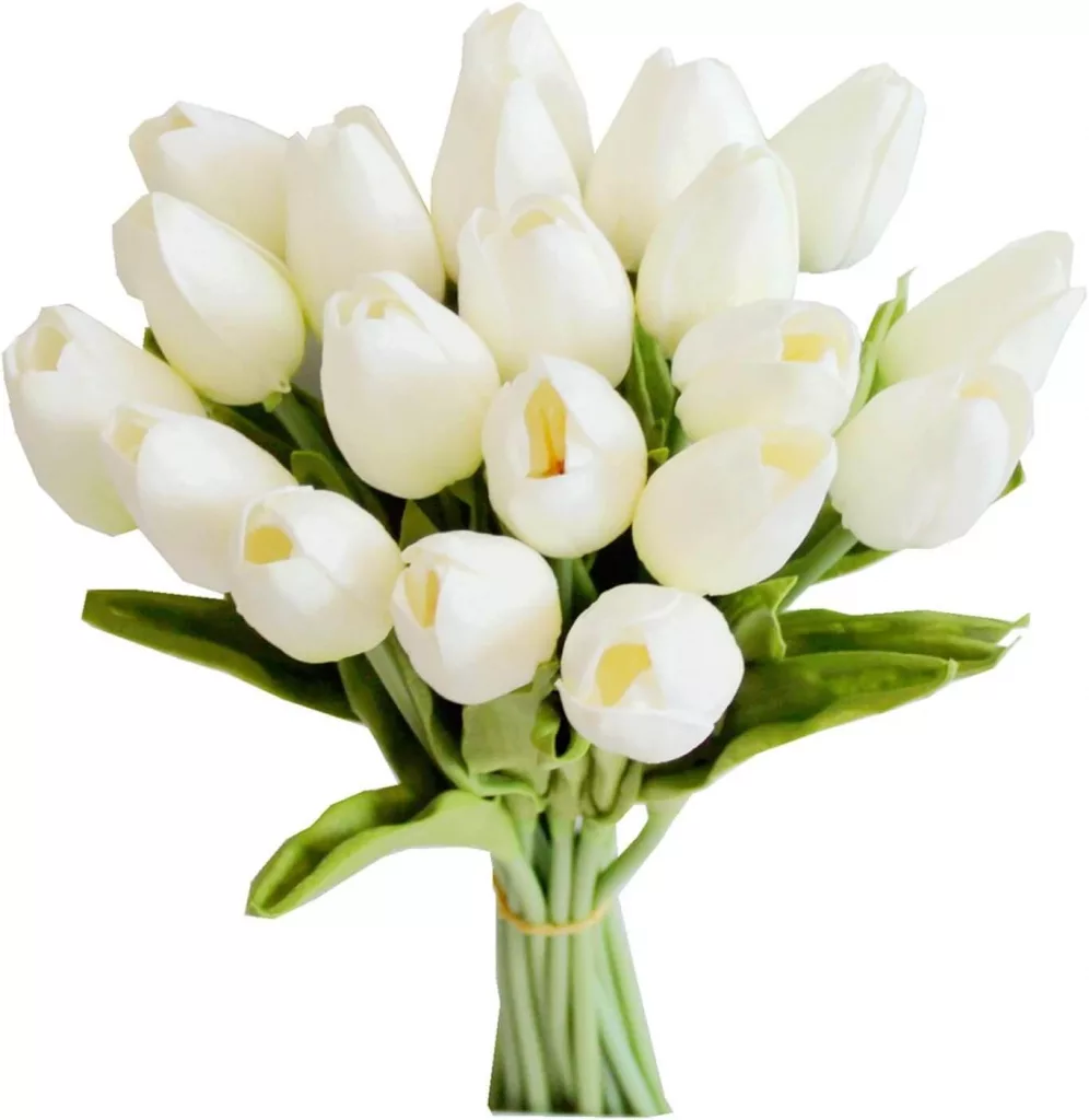 faux white tulips