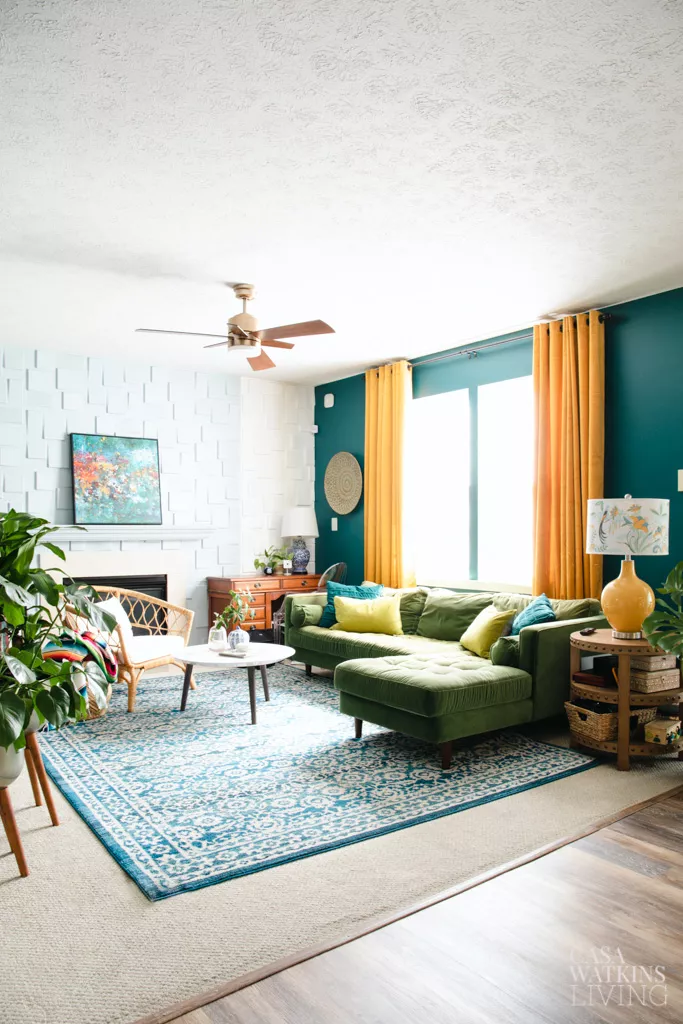 desk in corner of living room as a functional piece