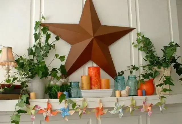 Rustic Summer Mantel Designs diy rustic origami flower garland