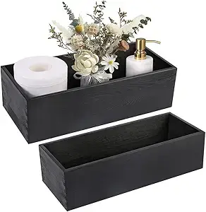 black wooden box to storage items about the toilet