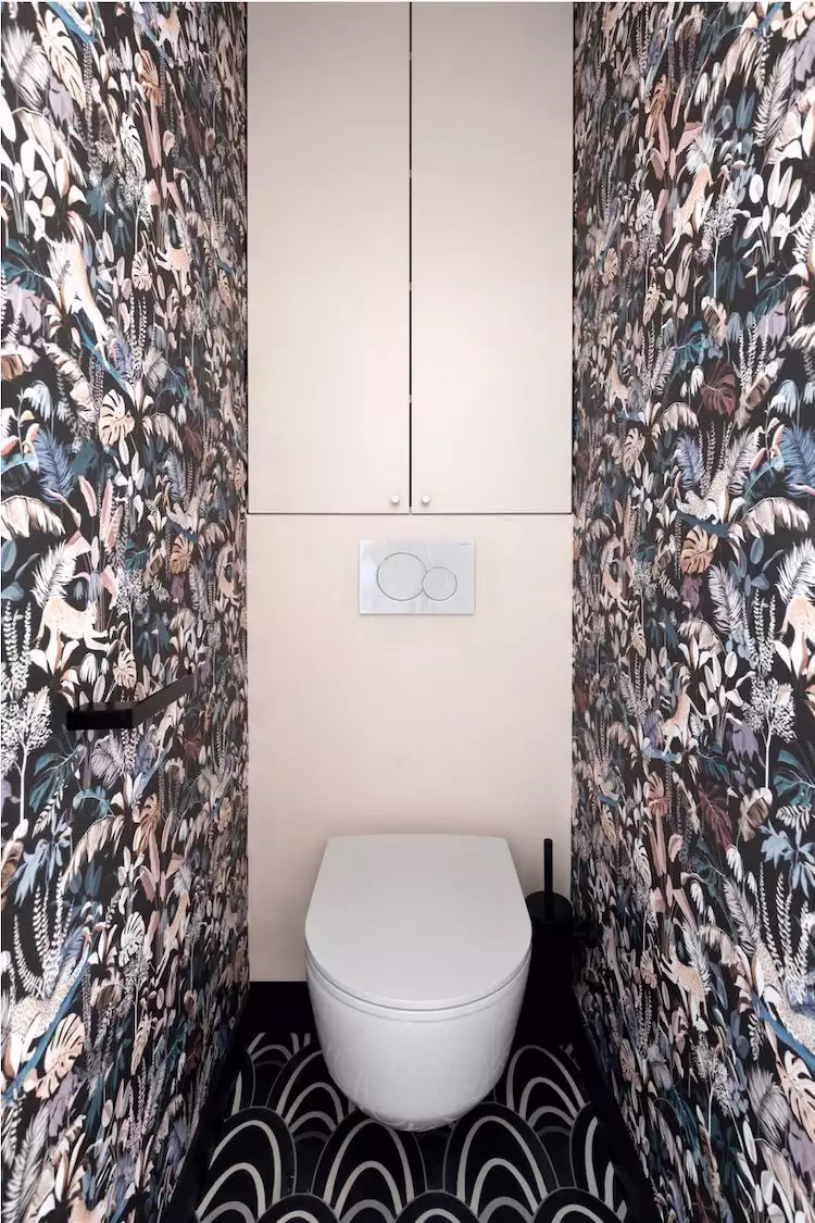sleek and streamlined toilet storage solution in a bold toilet rool