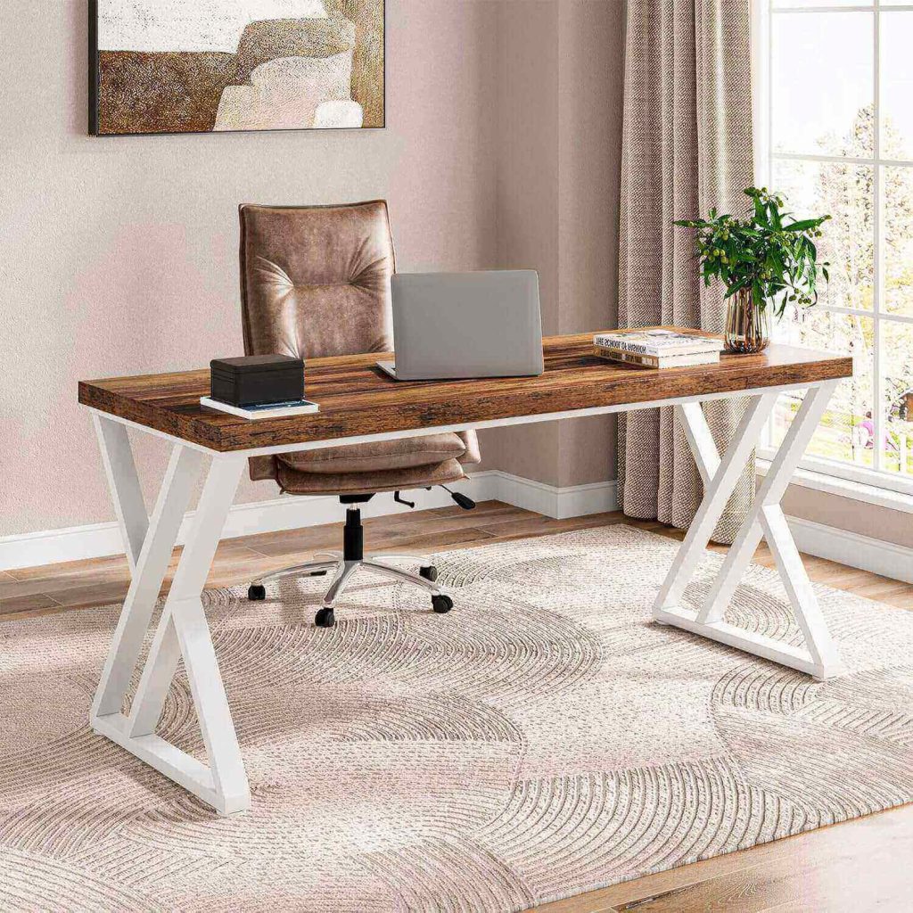 executive desk for creating a floating desk look in a small home office