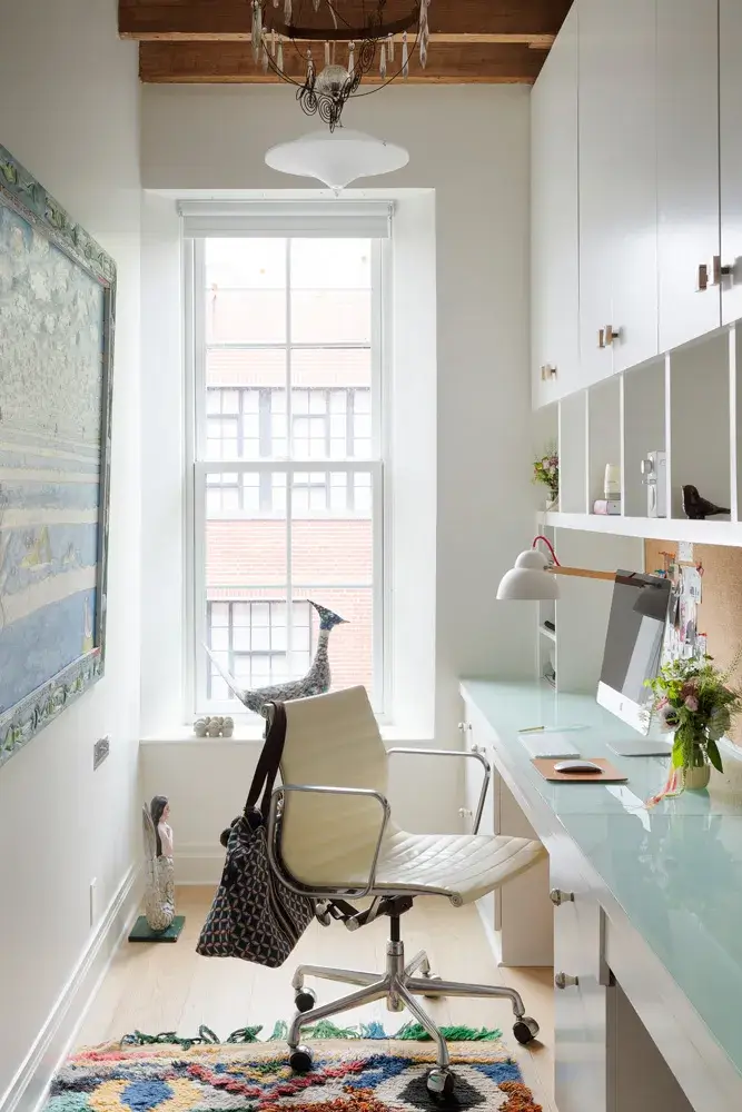 floor to ceiling cabinets in small home office 
