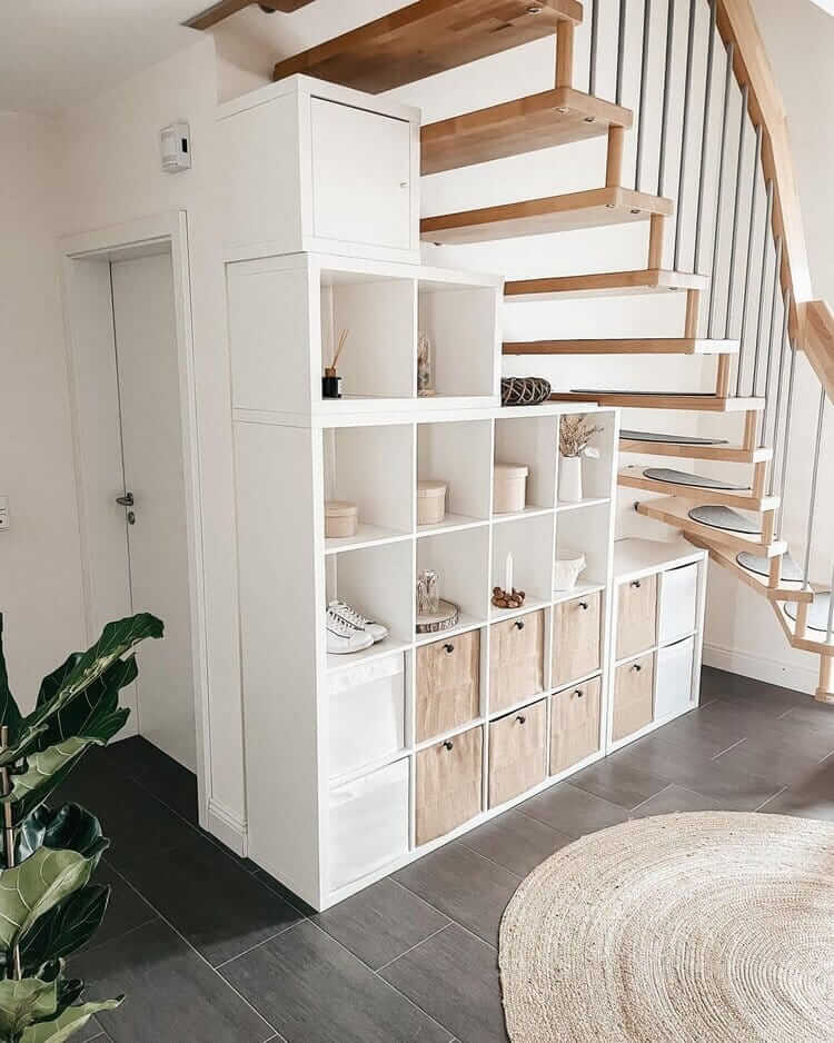 ikea kallax under stair storage and display