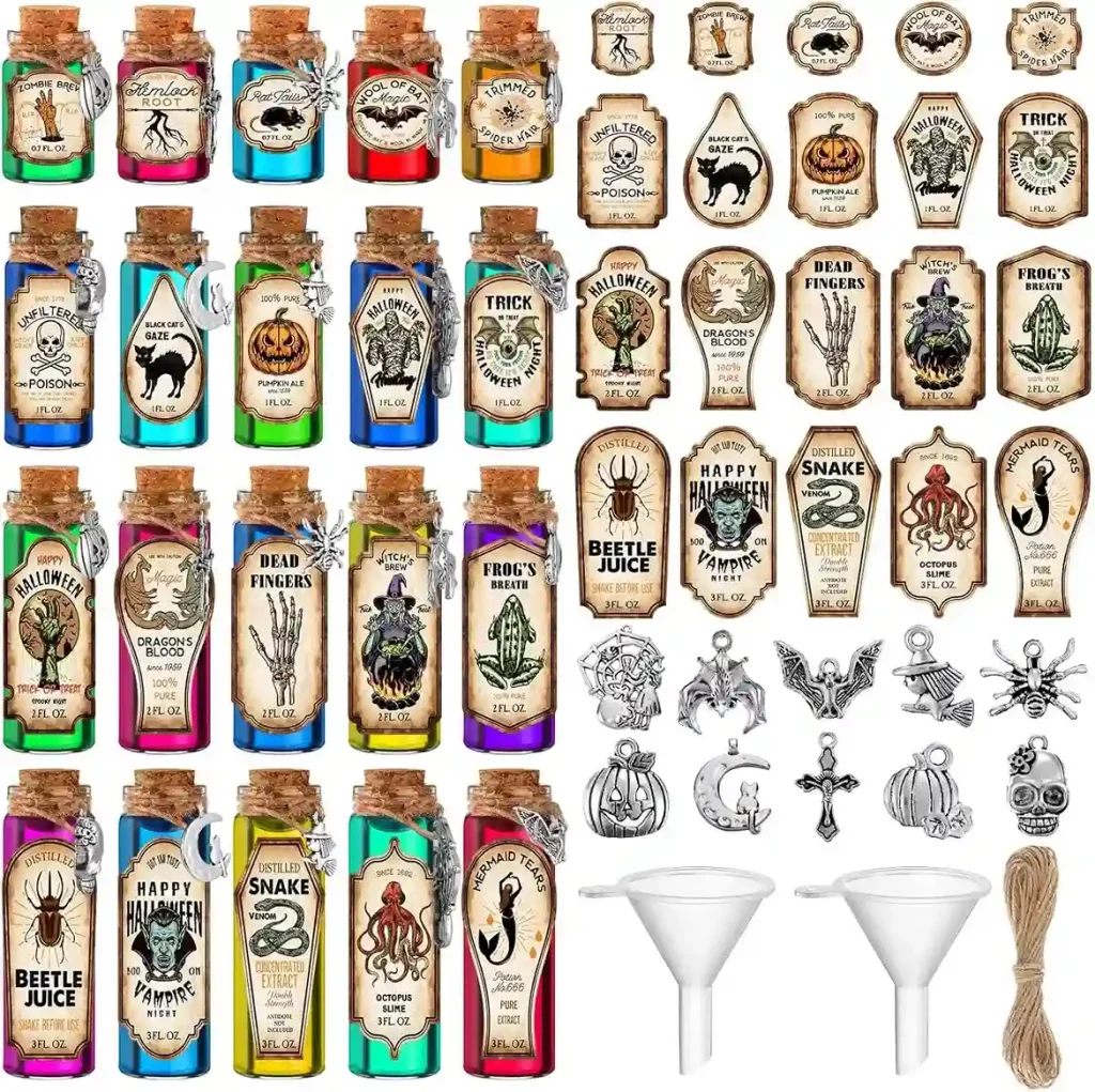Apothecary Potion Bottles for Budget Halloween Arrangements