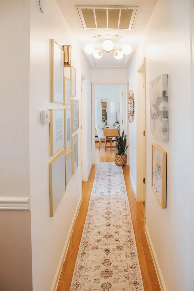 apartment lighting for hallway with bright bulbs in statement light fixture
