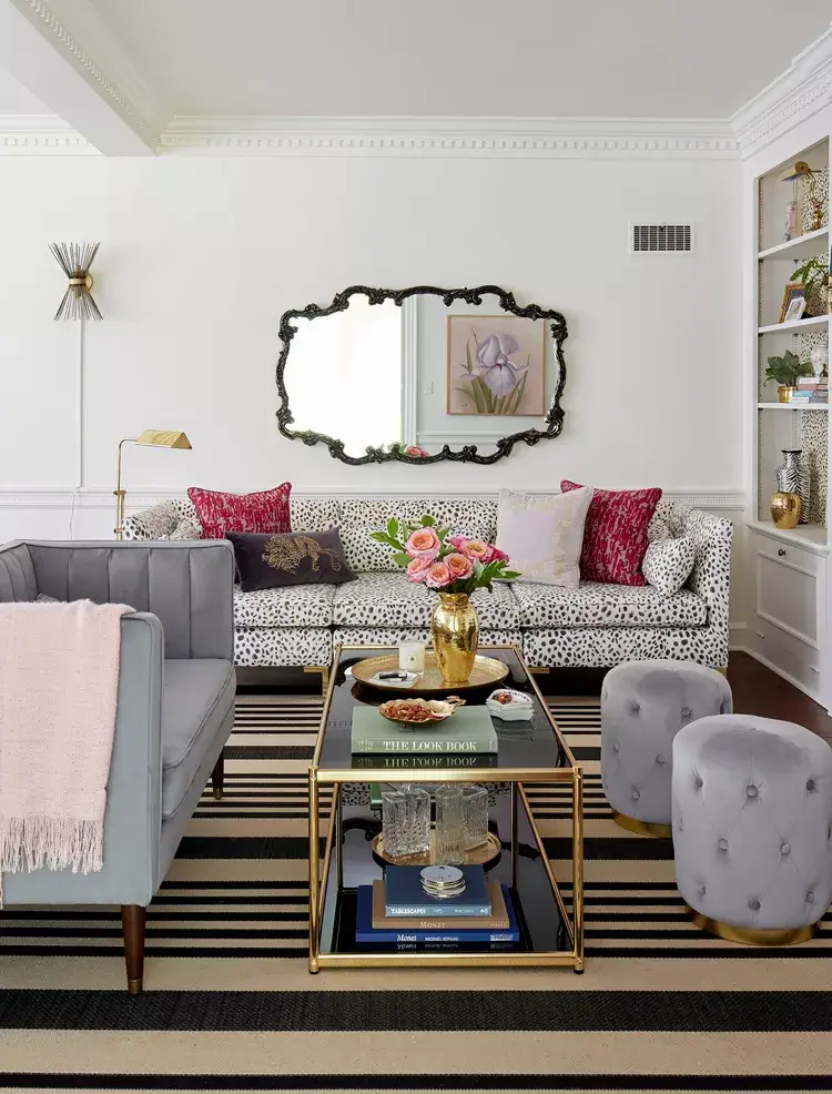 floor lamps and mirror to make small room bigger