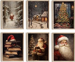 old fashioned Christmas images as wall decor