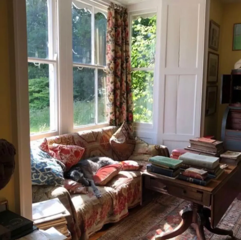 cottage with vintage fabric and furniture