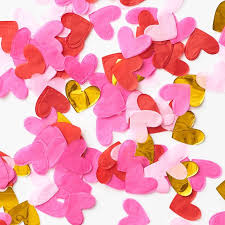 Heart confetti centerpiece idea for budget Valentine’s table décor