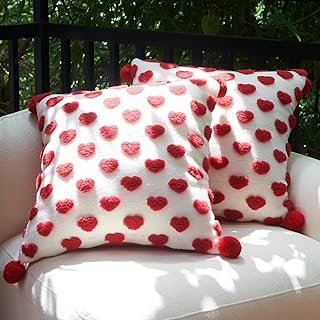 pom pom heart cushions