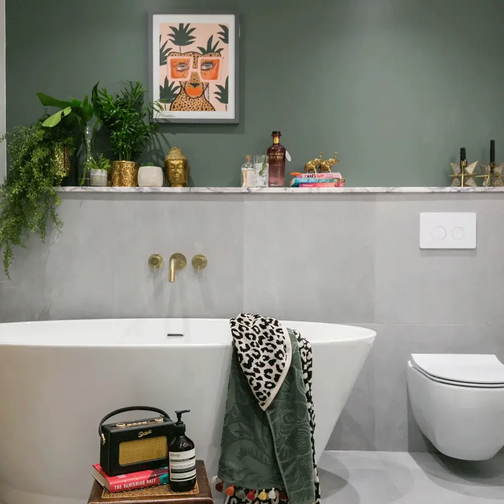 add height to bathroom decor with tall bathroom plants