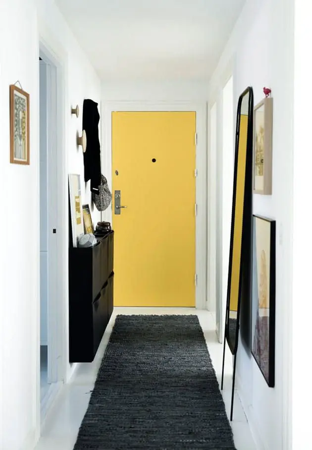 narrow entryway using slim hallway furniture